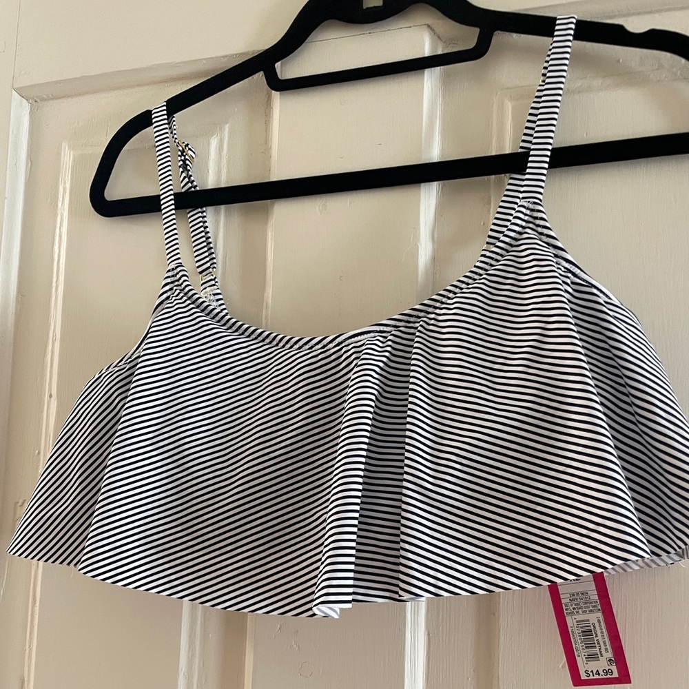 Navy and white xhileration bikini top